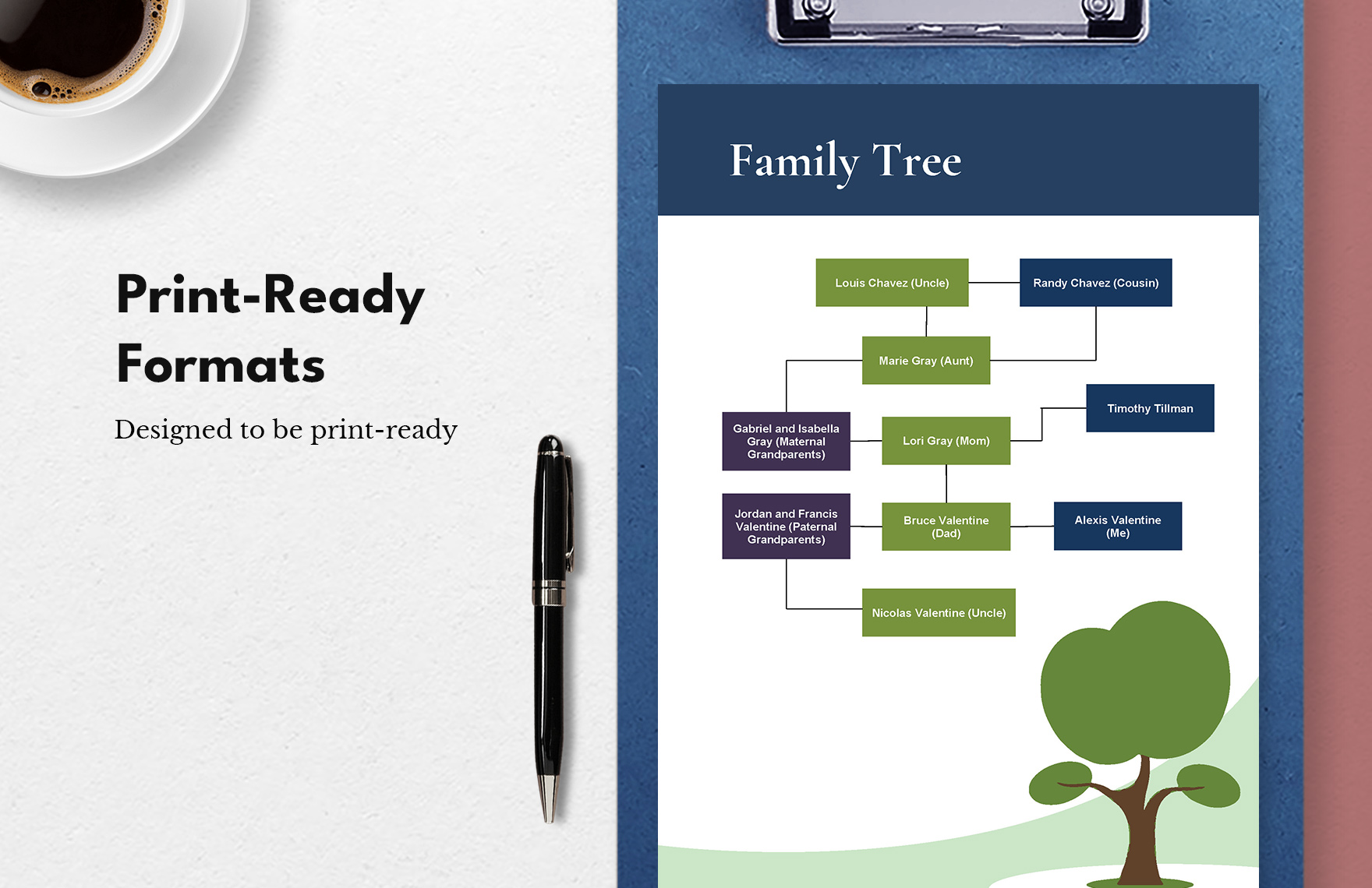 Horizontal Family Tree Template