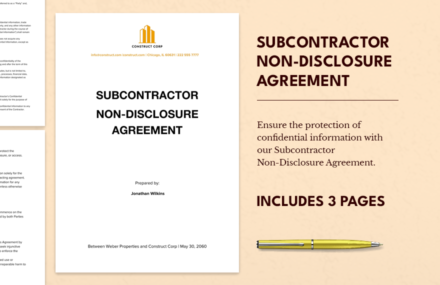 Construct Subcontractor Non-Disclosure AgreementCorp