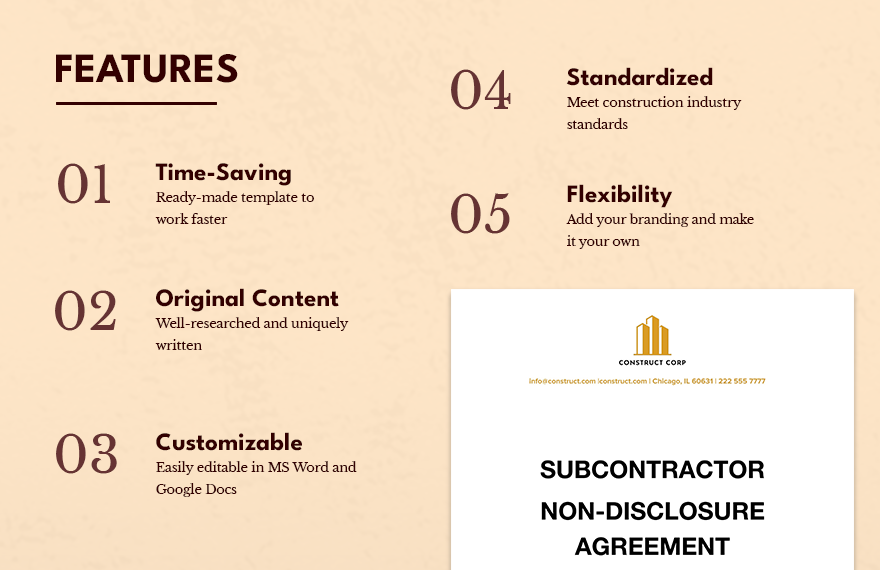 Construct Subcontractor Non-Disclosure AgreementCorp
