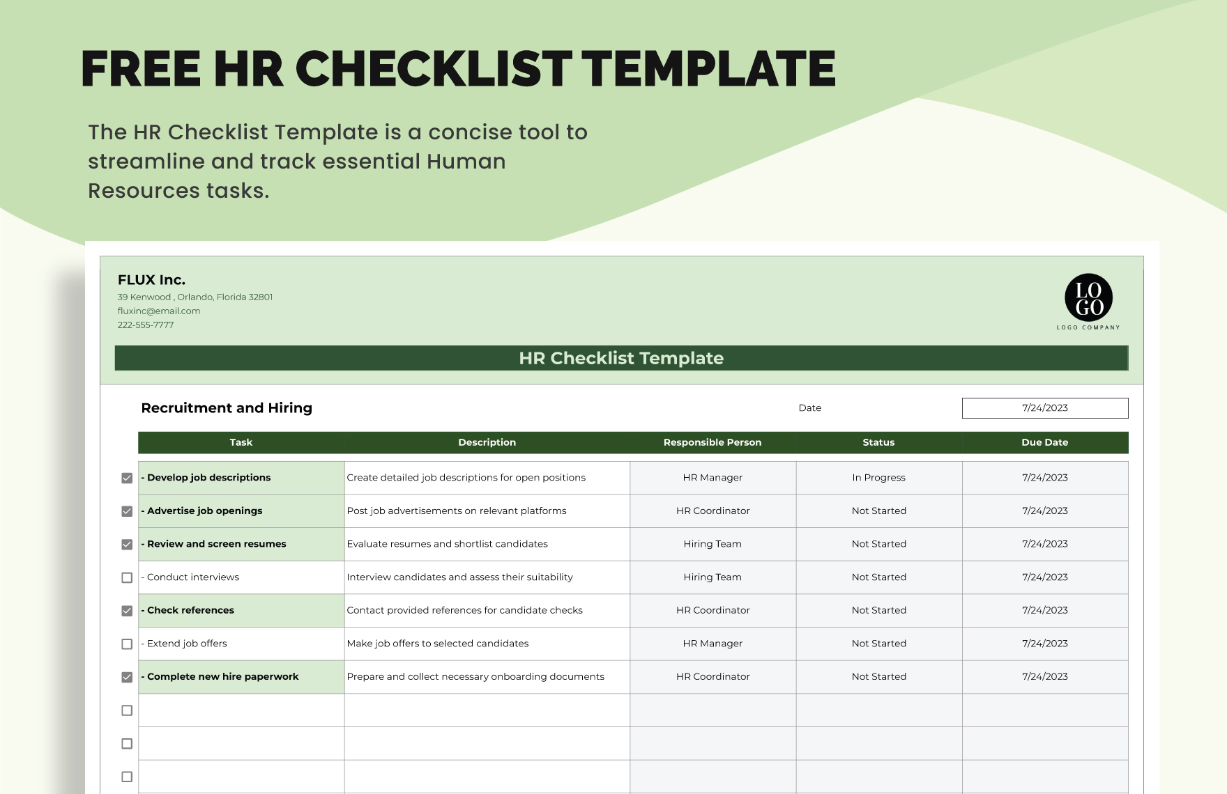 Free HR Checklist Template Download In Excel Google Sheets Free HR Checklist Template Download In Excel Google Sheets