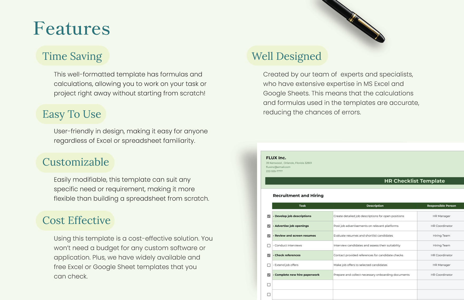 HR Checklist Template In MS Excel, Google Sheets - Download | Template.net