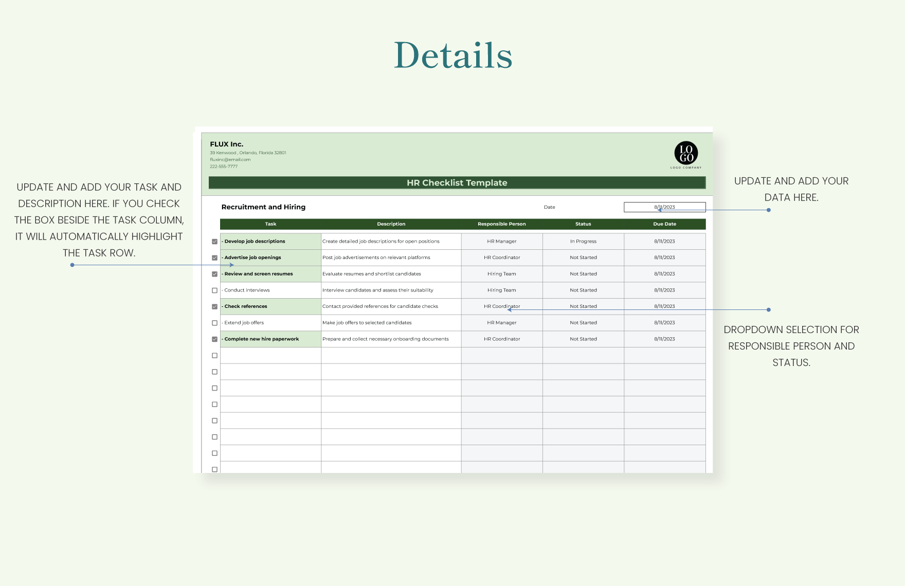 HR Checklist Template In MS Excel, Google Sheets - Download | Template.net