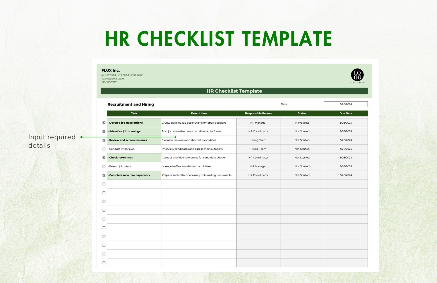HR Checklist Template
