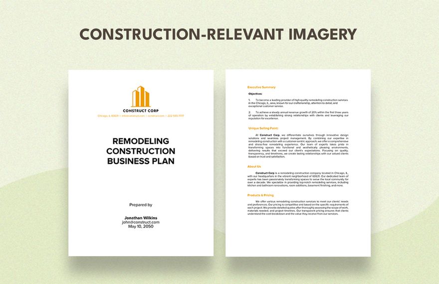 Remodelling Construction Business Plan Template