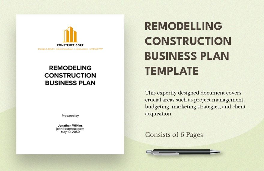 Remodelling Construction Business Plan Template