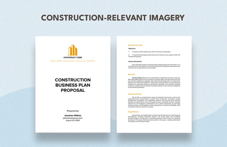 Construction Business Plan Template Proposal Template