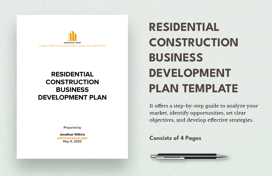 Residential Construction Business Development Plan Template