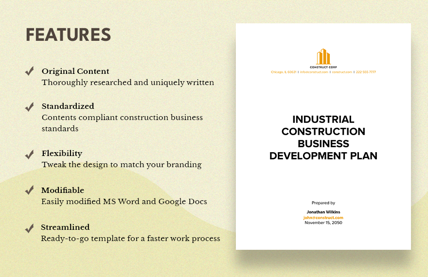Industrial Construction Business Development Plan Template
