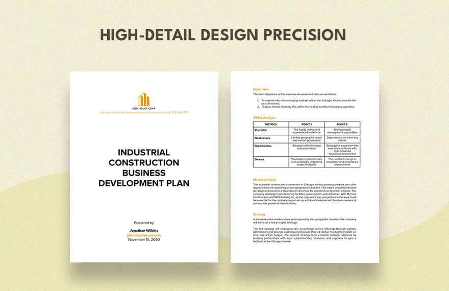 Industrial Construction Business Development Plan Template