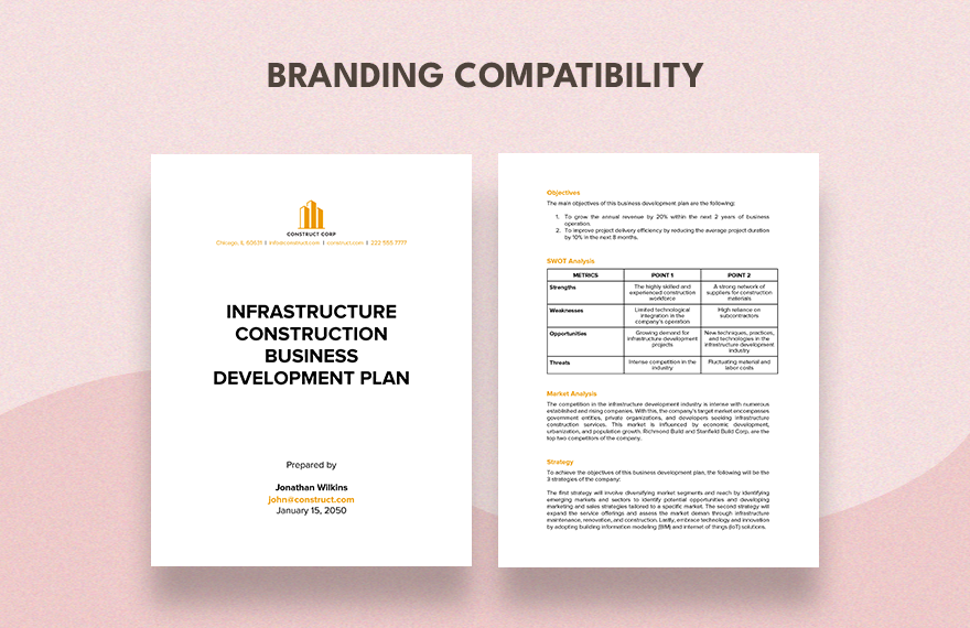 Infrastructure Construction Business Development Plan Template