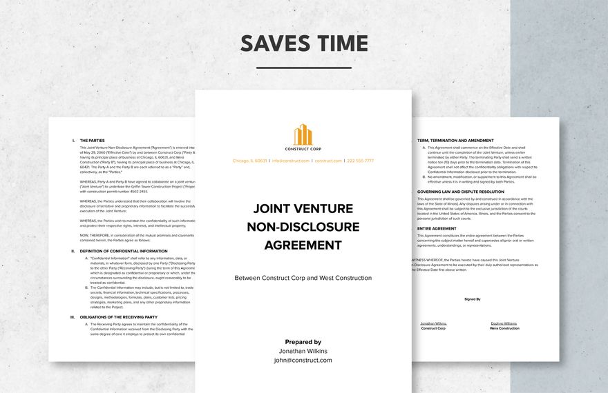 Joint Venture Non-Disclosure Agreement