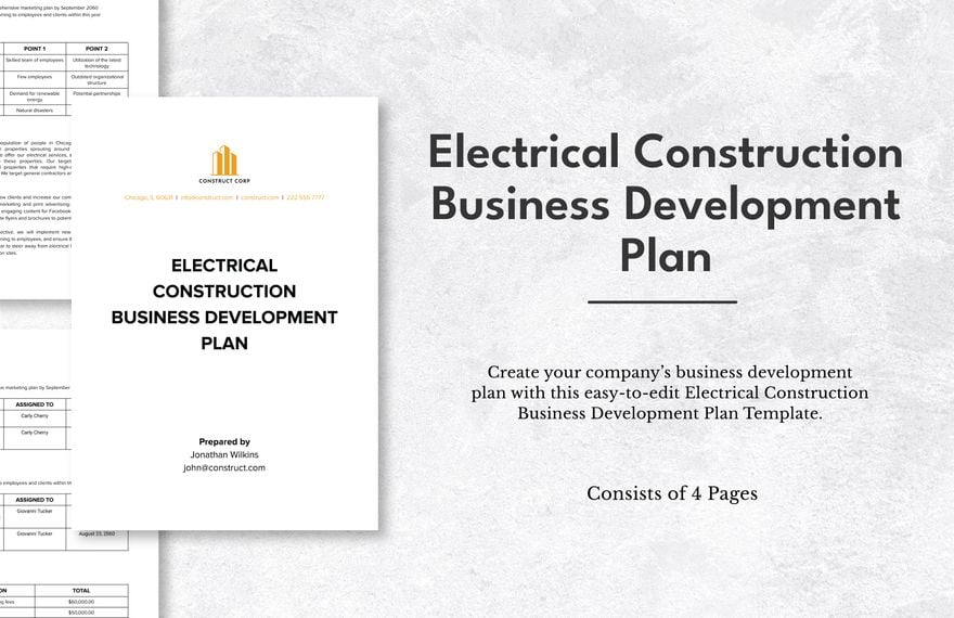 Electrical Construction Business Development Plan Template