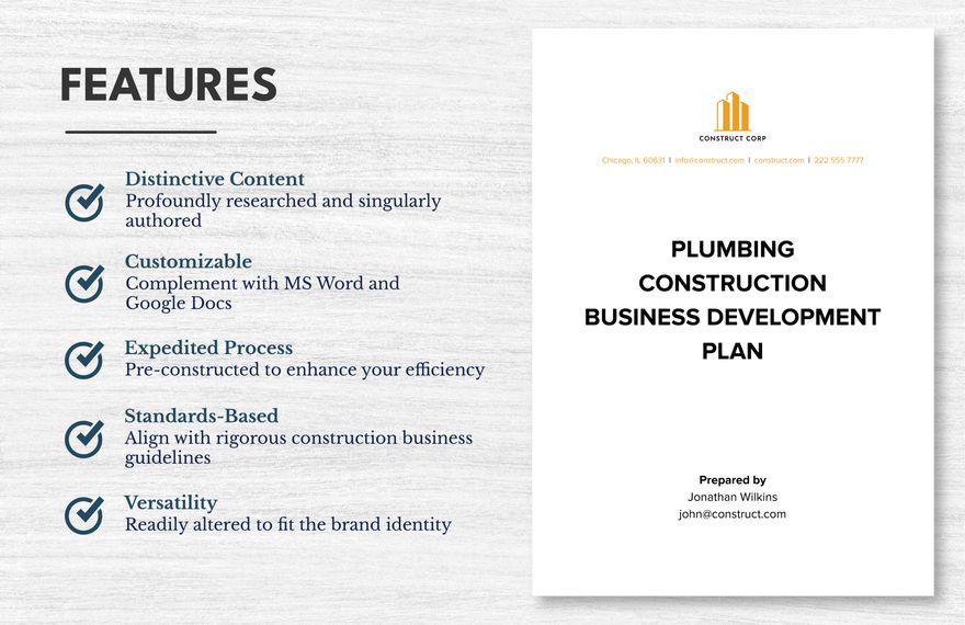 Plumbing Construction Business Development Plan Template
