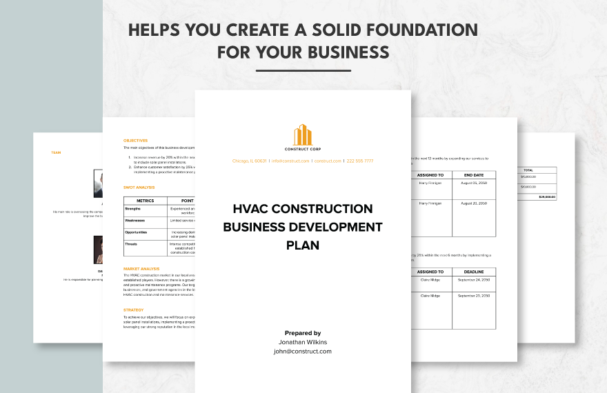 HVAC Construction Business Development Plan Template