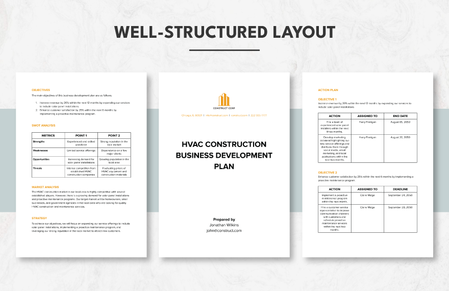 HVAC Construction Business Development Plan Template