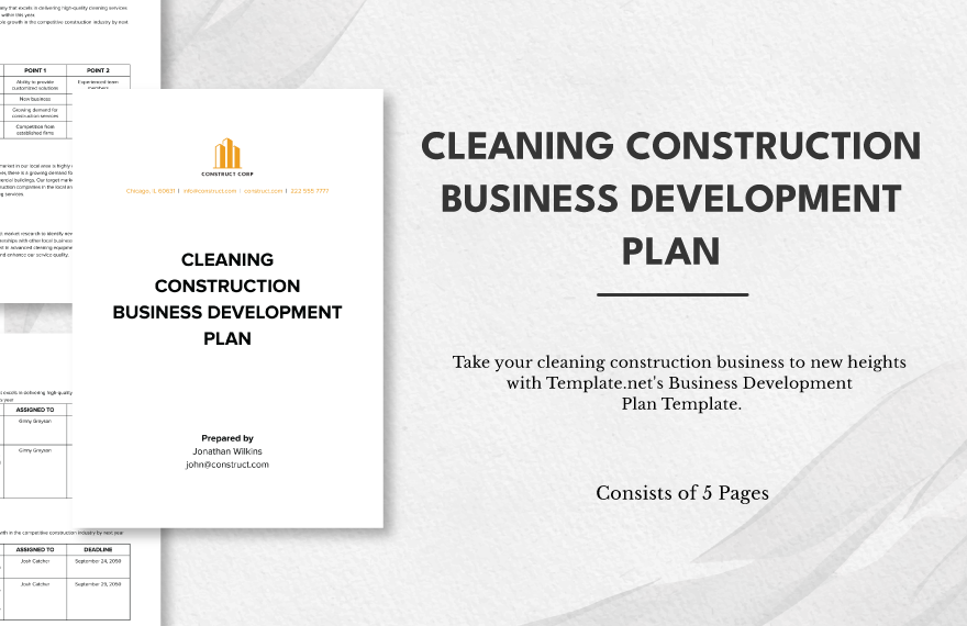 Cleaning Construction Business Development Plan Template