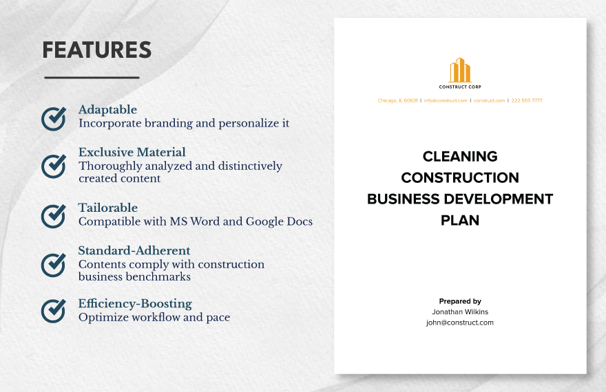 Cleaning Construction Business Development Plan Template