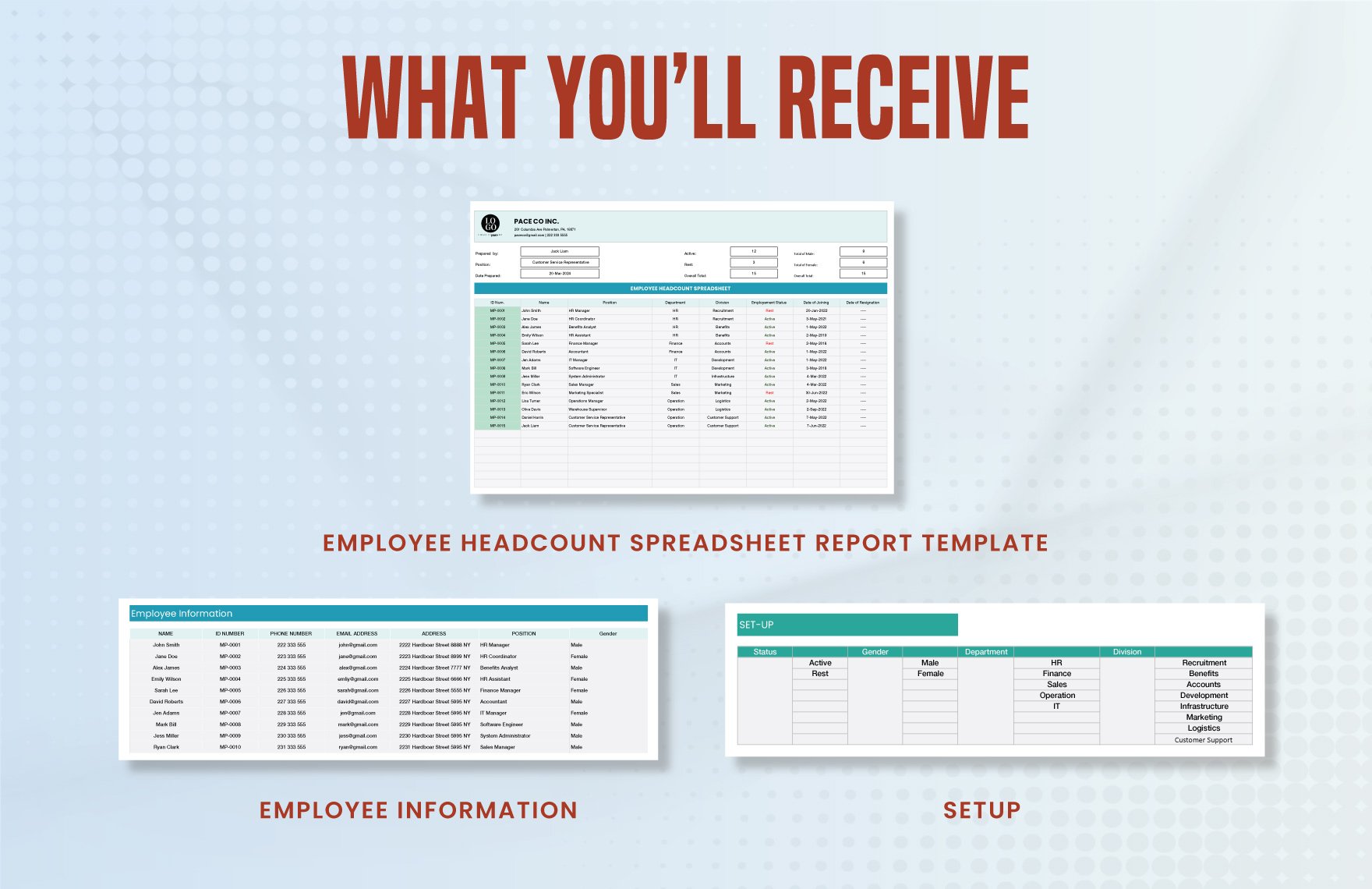 Employee Headcount Spreadsheet Report Template