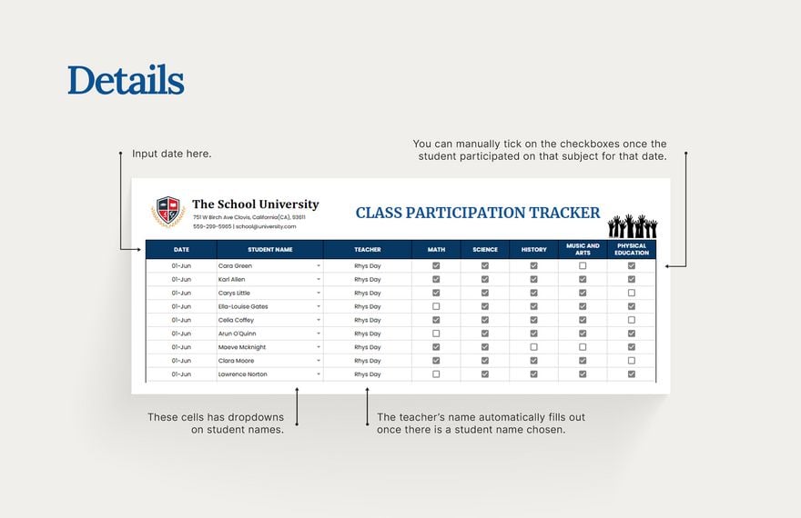 Class Participation Tracker Template