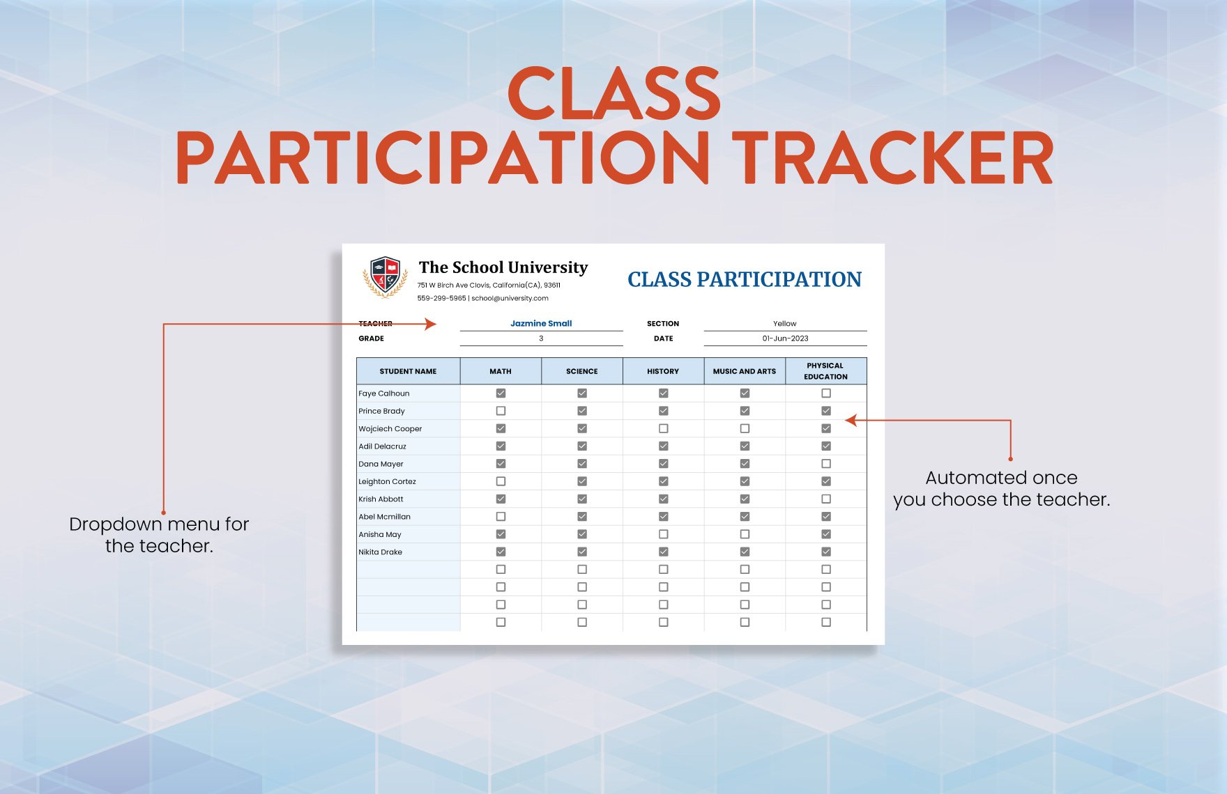 Class Participation Tracker Template