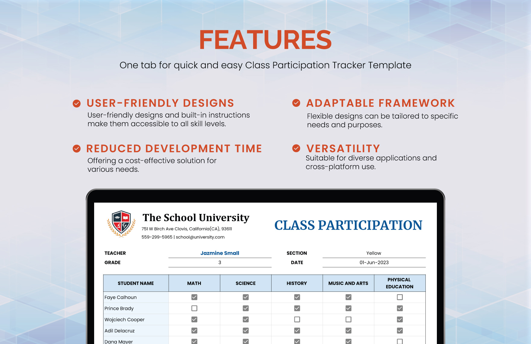 Class Participation Tracker Template