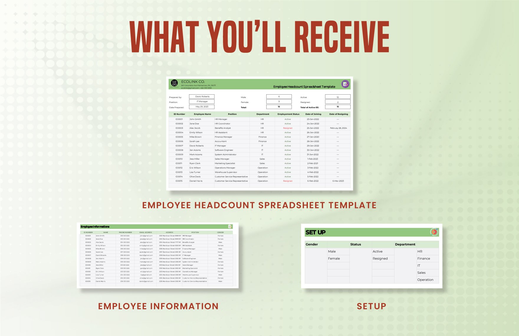 Employee Headcount Spreadsheet Template