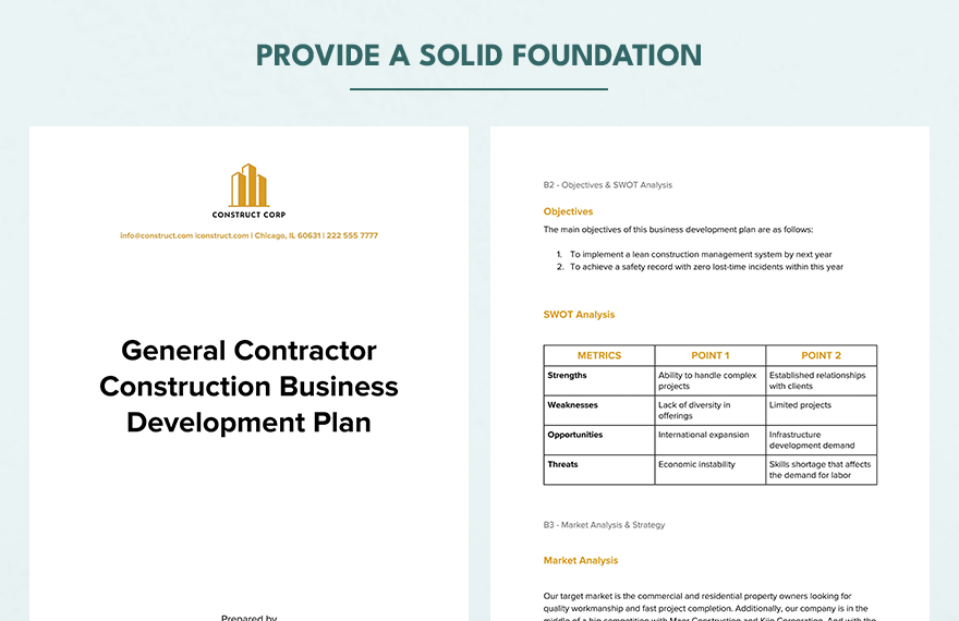 General Contractor Construction Business Development Plan
