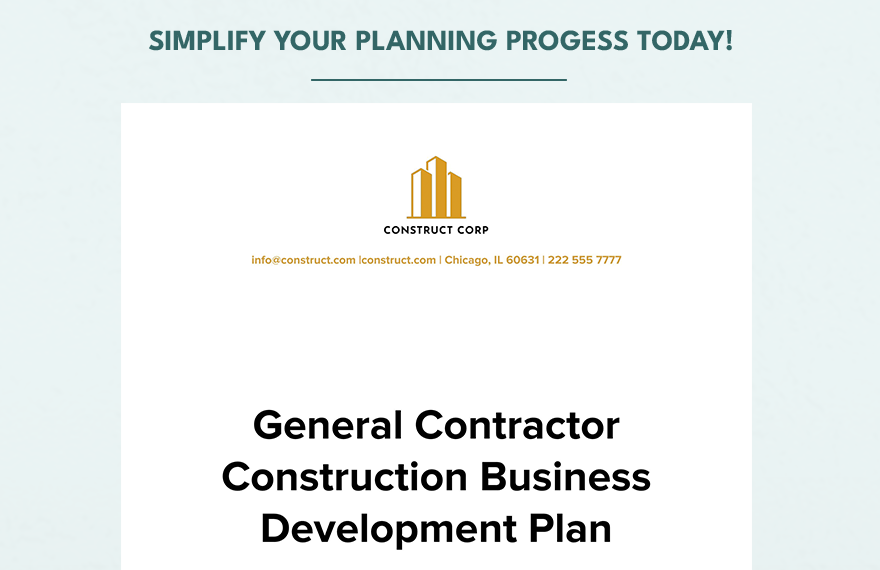 General Contractor Construction Business Development Plan