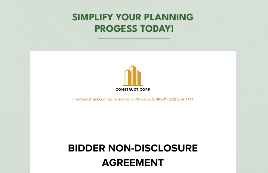 Bidder Non-Disclosure Agreement