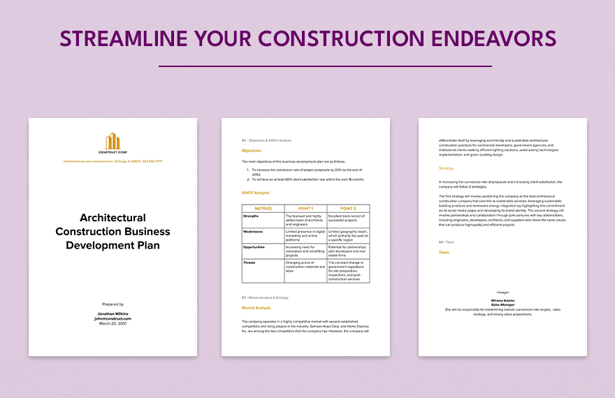 Architectural Construction Business Development Plan 