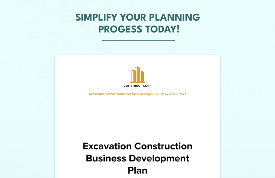 sample business plan for excavation company