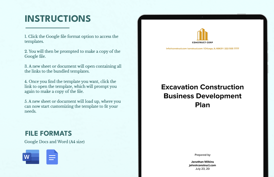 Excavation Construction Business Development Plan