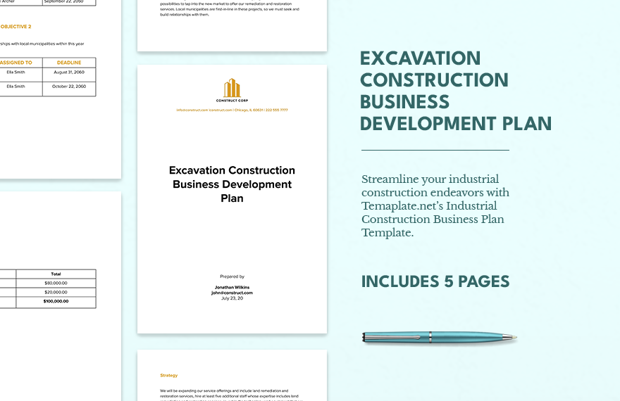 Excavation Construction Business Development Plan