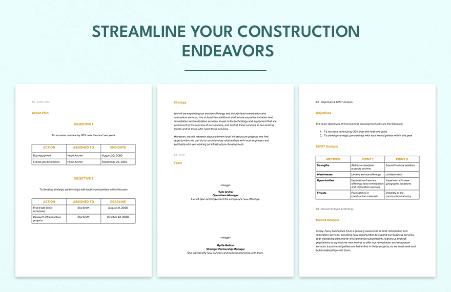 business plan template for excavation company