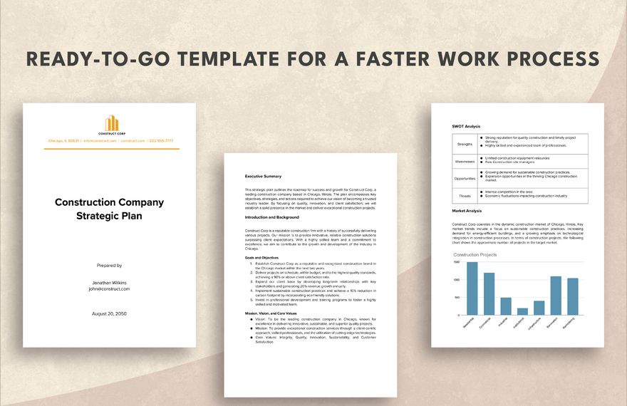 Sample of Strategic Plan Template for Construction Company