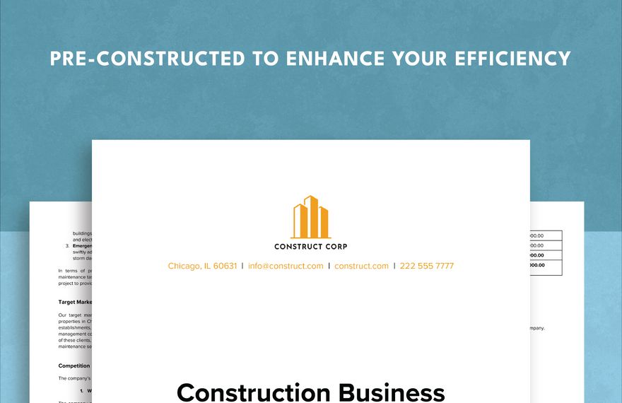 Construction Business Plan Maintenance Template