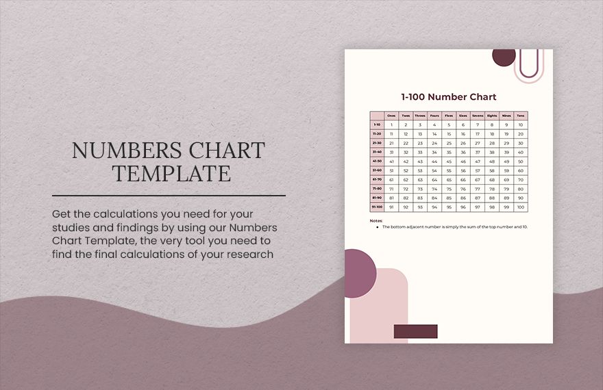 Numbers Chart Template