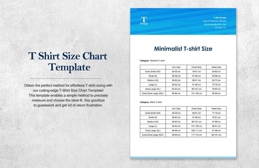 T Shirt Size Chart 