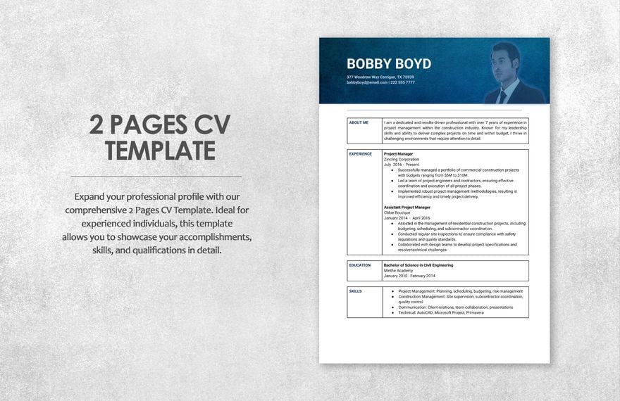 2 Pages CV Template 