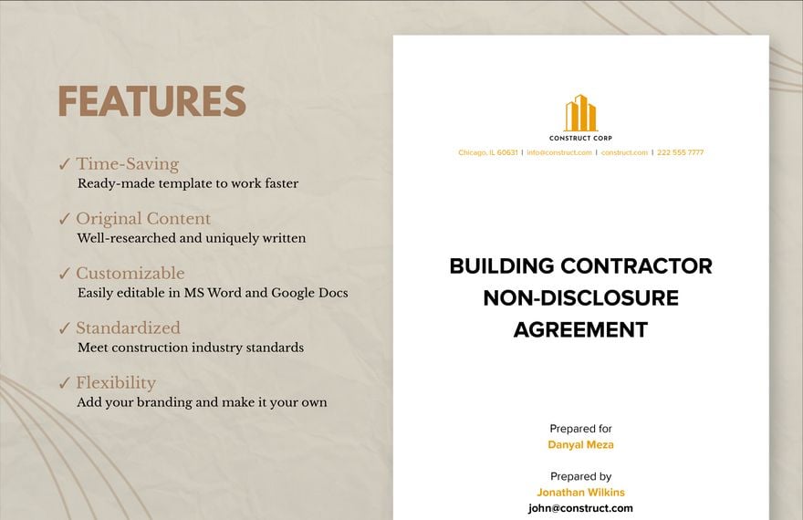 Building Contractor Non-Disclosure Agreement