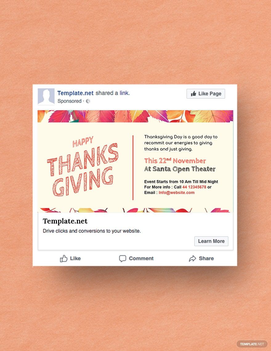 Thanksgiving Facebook Post Template in PSD