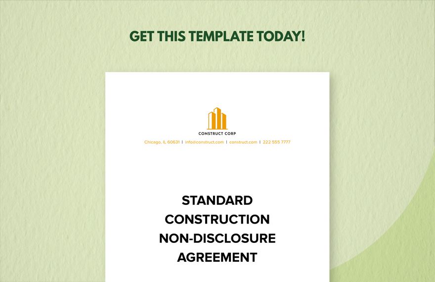 Standard Construction Non-Disclosure Agreement