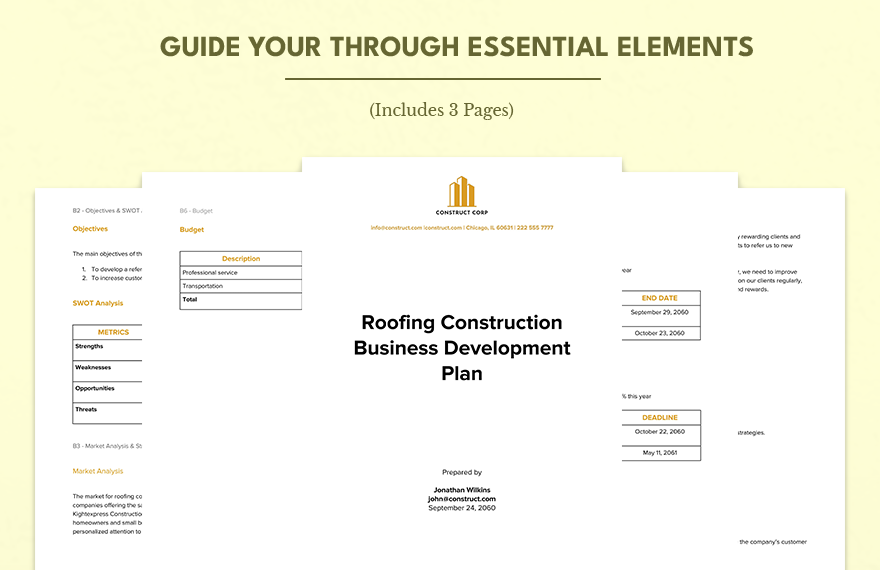 Roofing Construction Business Development Plan