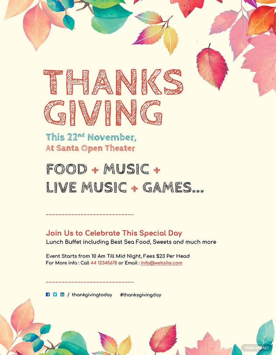 Thanksgiving Flyer Template in Pages, PSD, Publisher, Word, Illustrator, HTML5, Google Docs - Download | Template.net