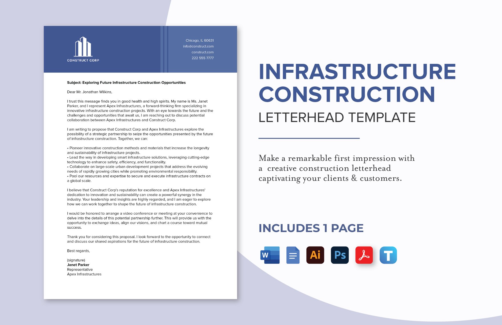 Infrastructure Construction Letterhead Template