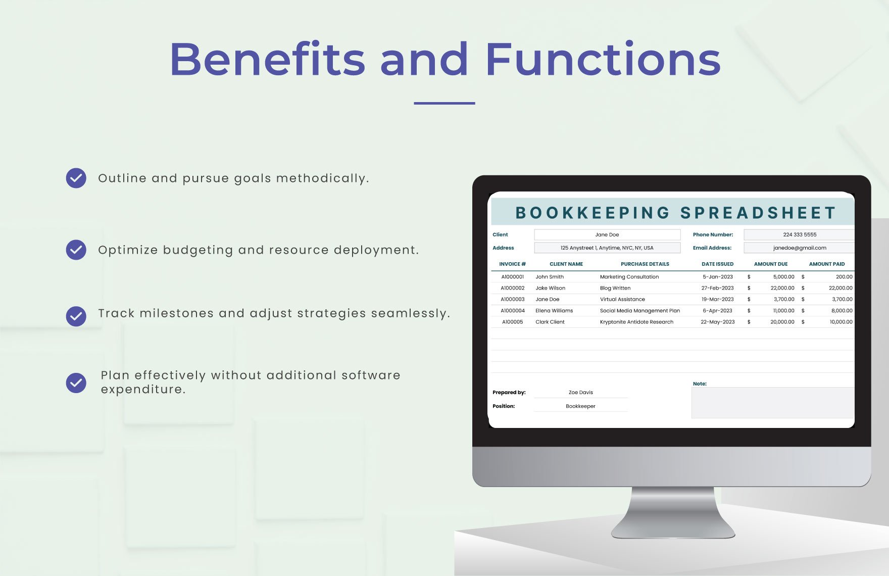 Bookkeeping Spreadsheet Template