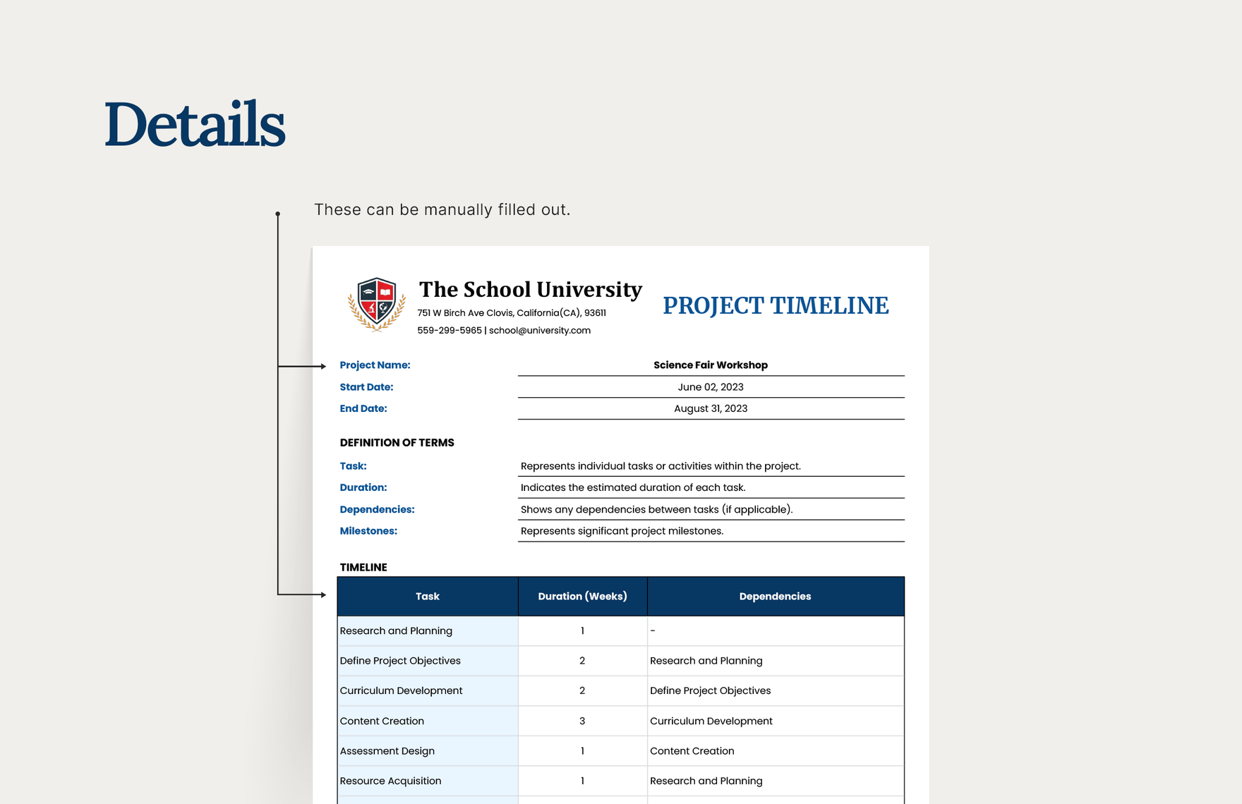 Project Timeline Template