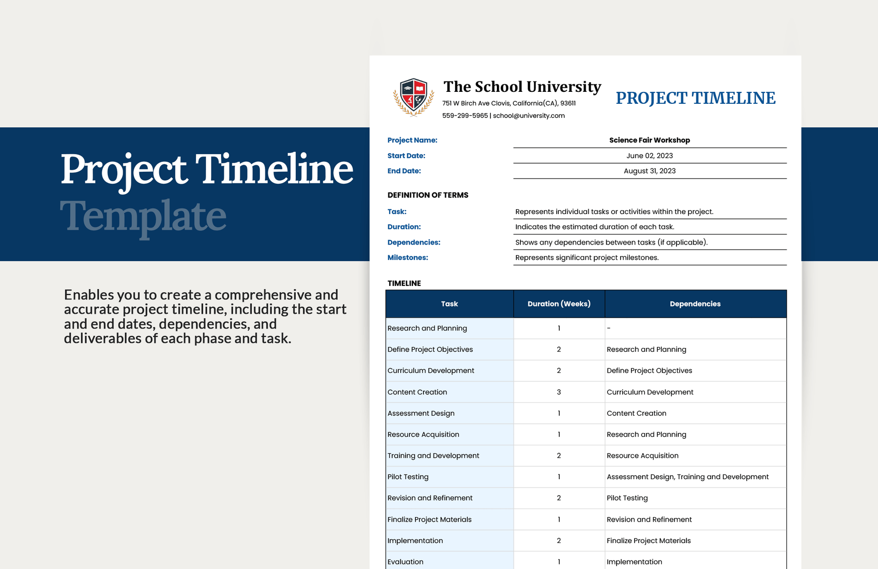 Project  Timeline Template