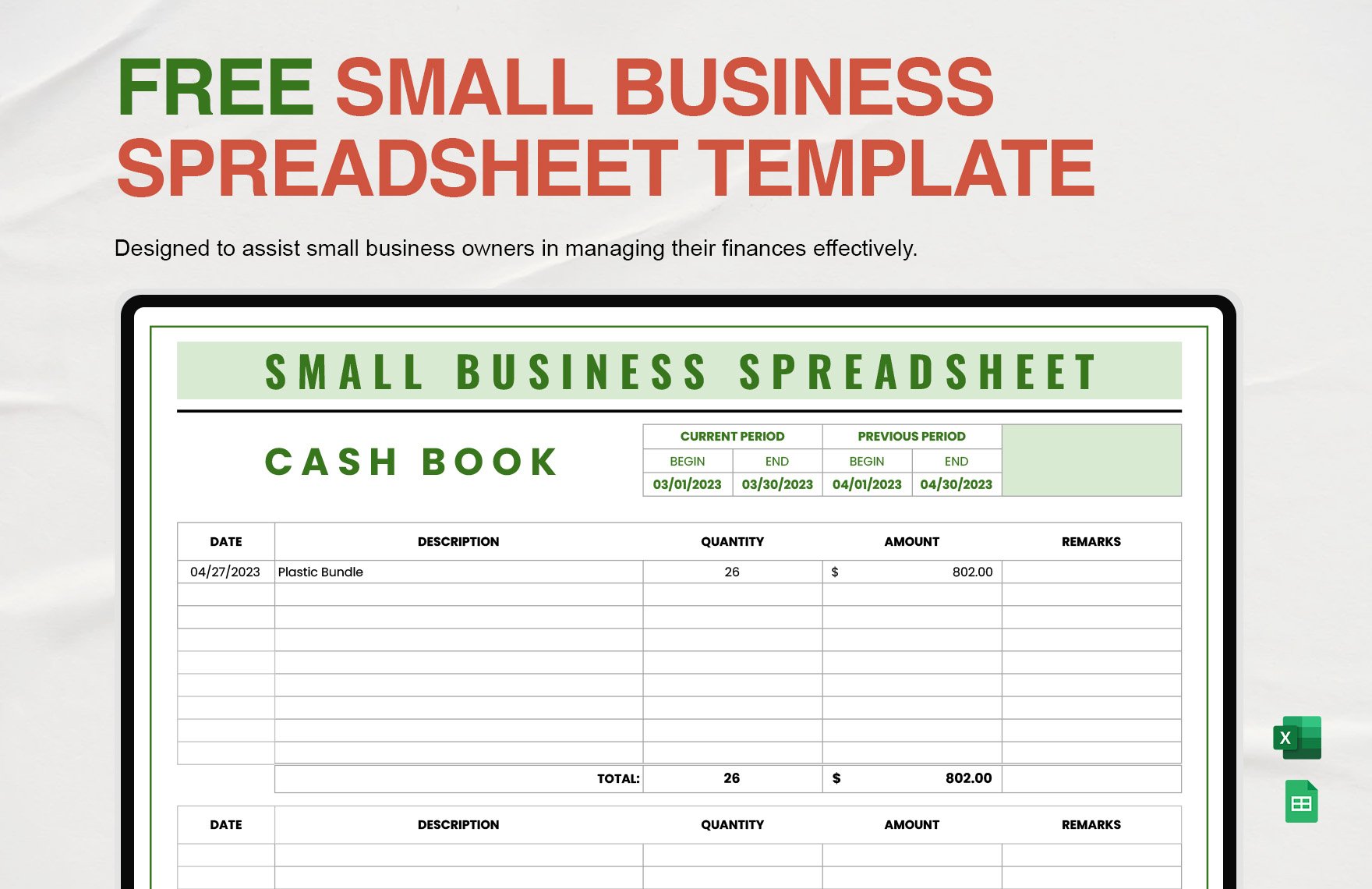 Free Small Business Spreadsheet Template in Excel, Google Sheets