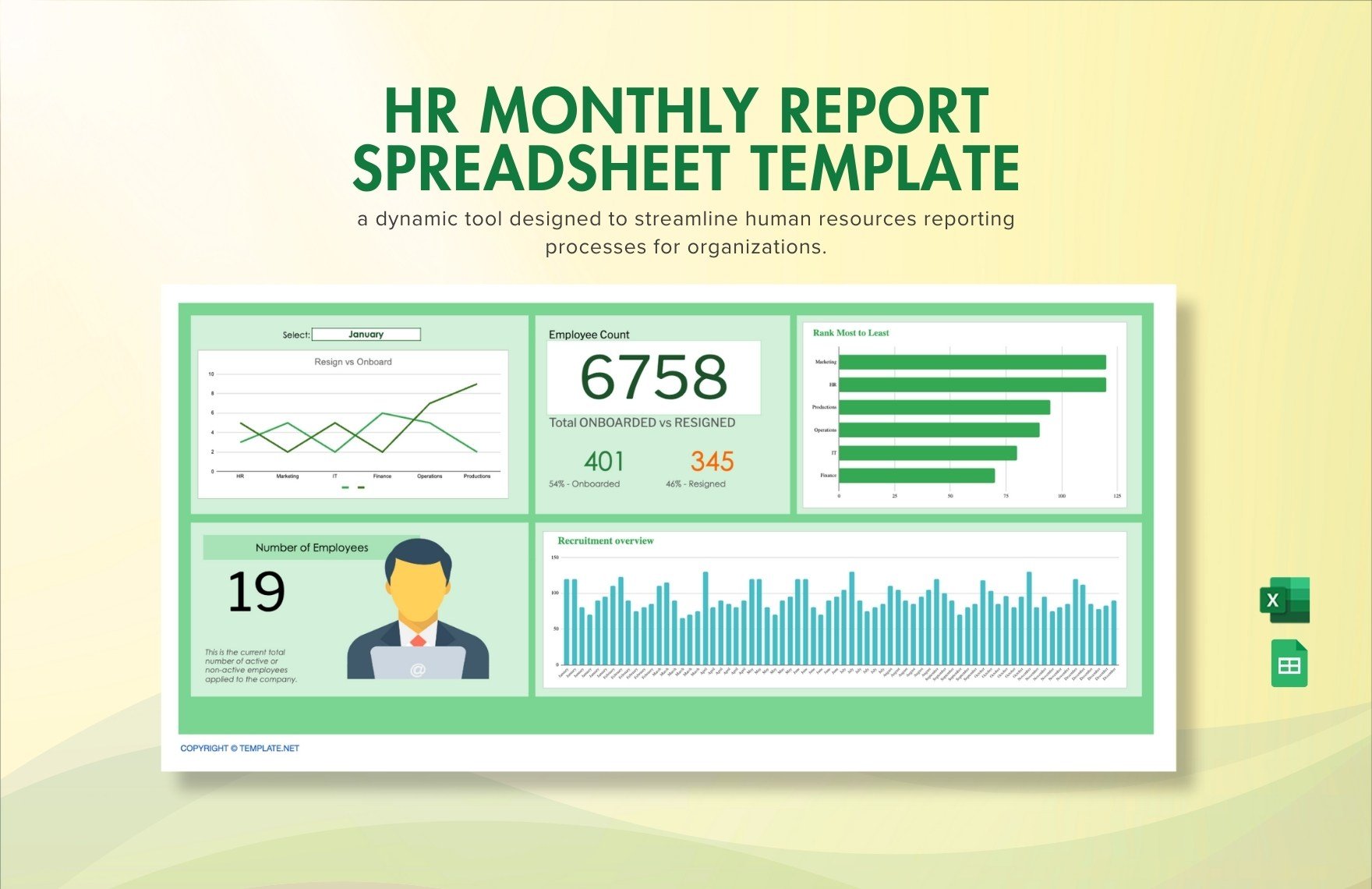 HR Monthly Report Spreadsheet Template in Excel, Google Sheets
